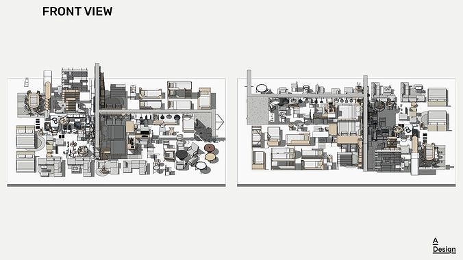 Set of luxury furniture - Pack of revit families 3D model 6