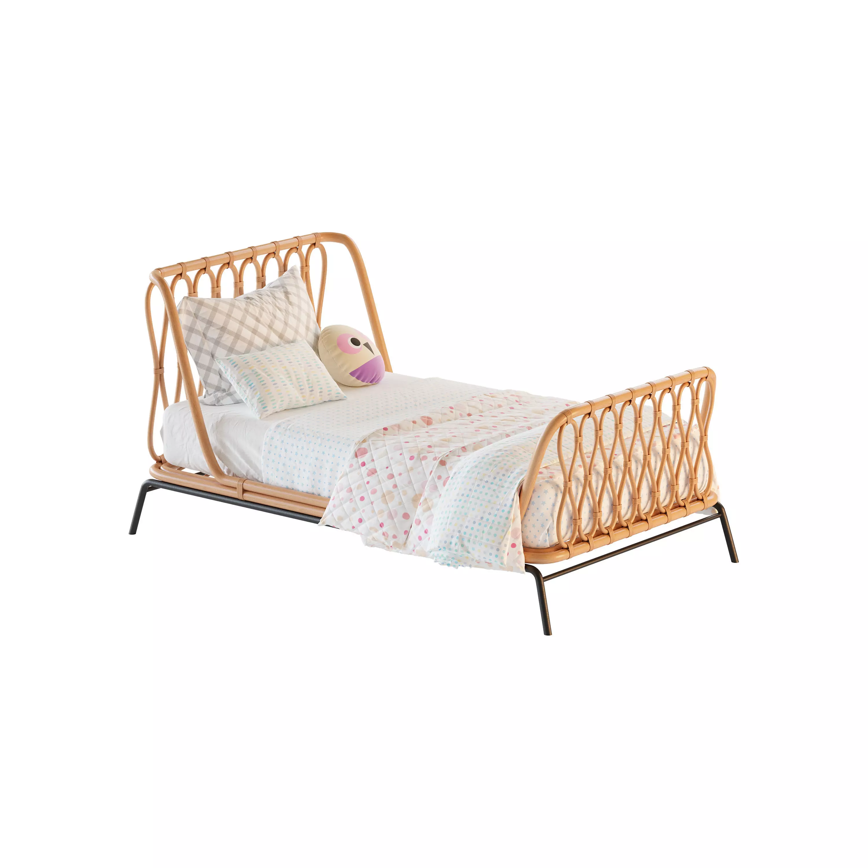 Rattan Kids Twin Bed 3D model