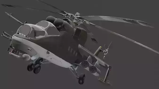 Mi-24V Hind Military Helicopter 3D model