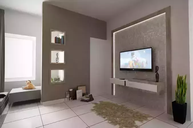 c4d living room top view 3D model