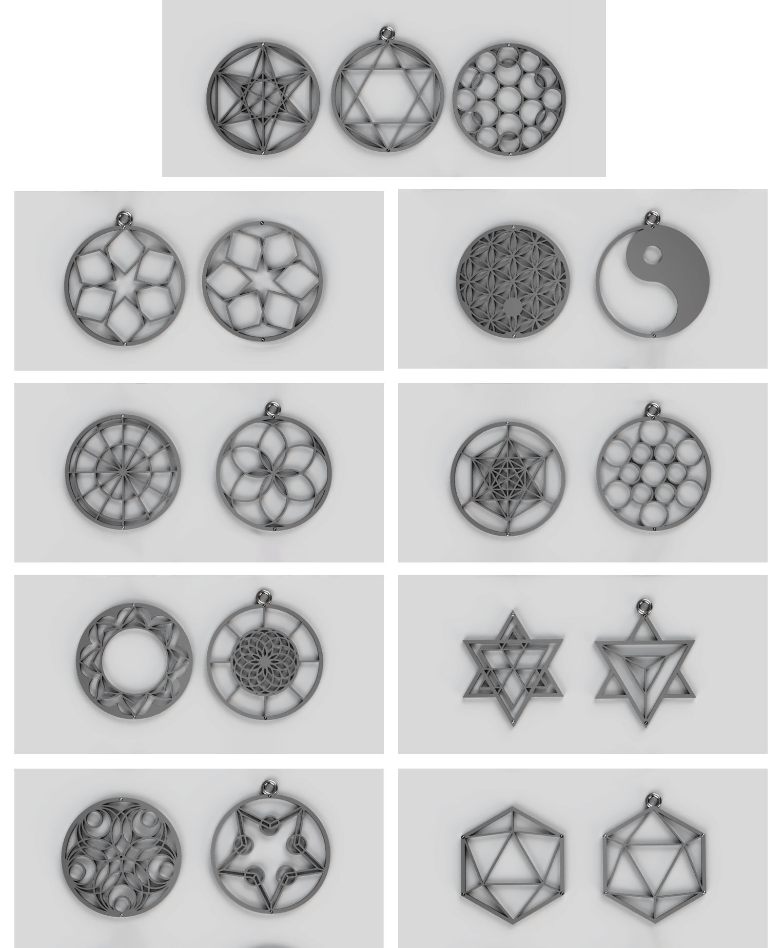Set of pendants-Sacred geometry-3D model STL 3D print model_2
