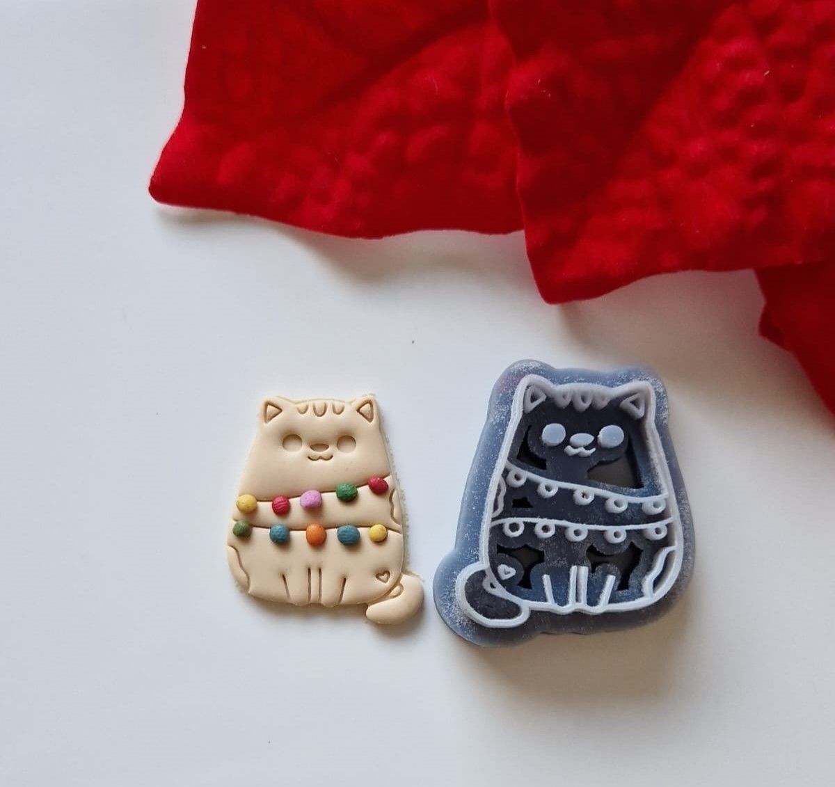 Christmas Cat Lights - Polymer Clay Cutter 3D model_4