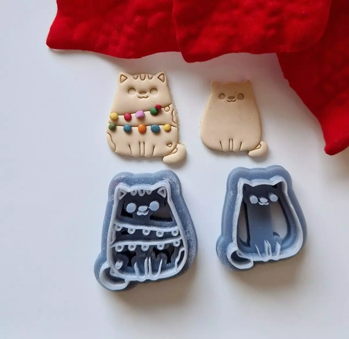 Christmas Cat Lights - Polymer Clay Cutter 3D model_0