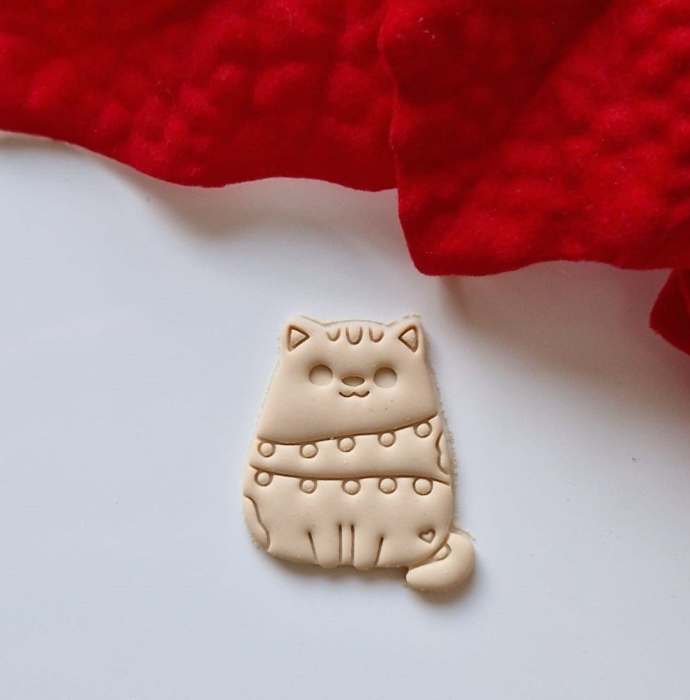 Christmas Cat Lights - Polymer Clay Cutter 3D model_3