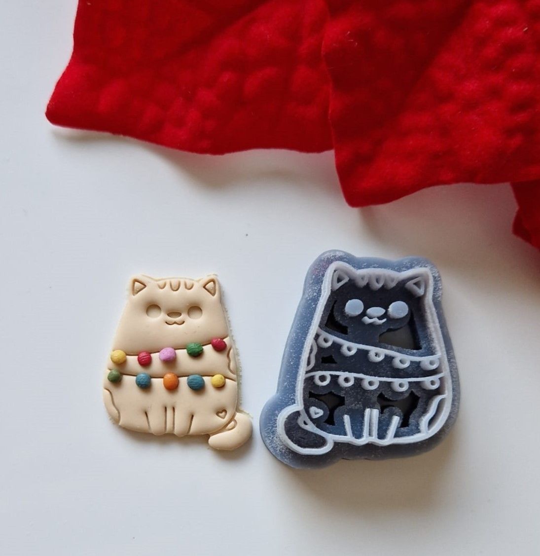 Christmas Cat Lights - Polymer Clay Cutter 3D model_8