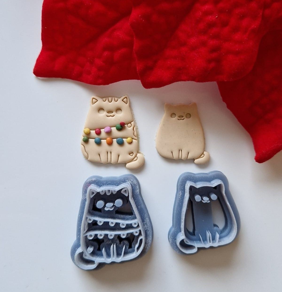 Christmas Cat Lights - Polymer Clay Cutter 3D model_2