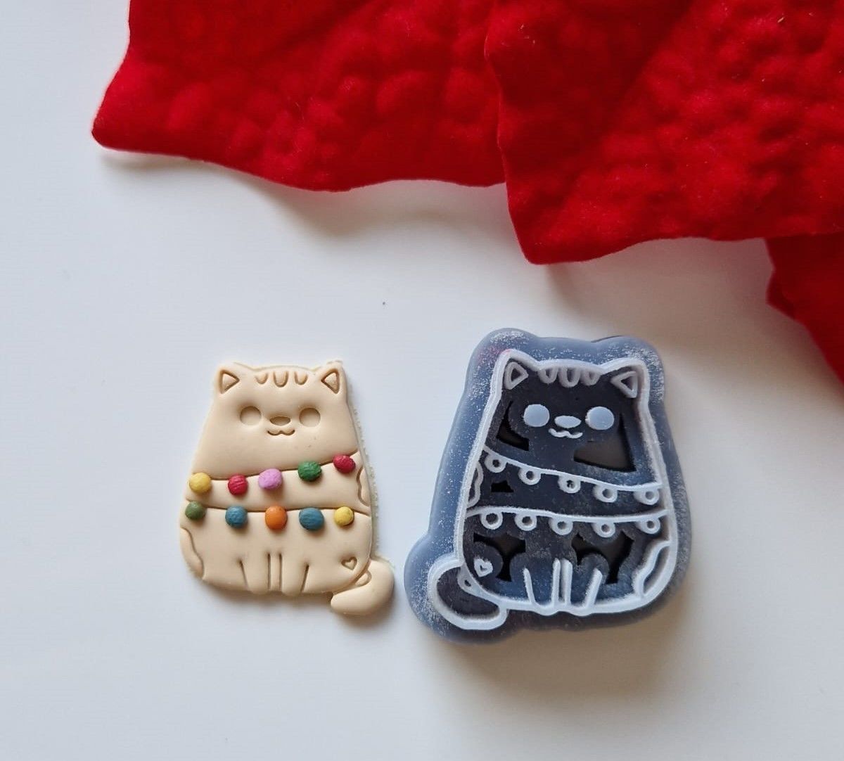 Christmas Cat Lights - Polymer Clay Cutter 3D model_1