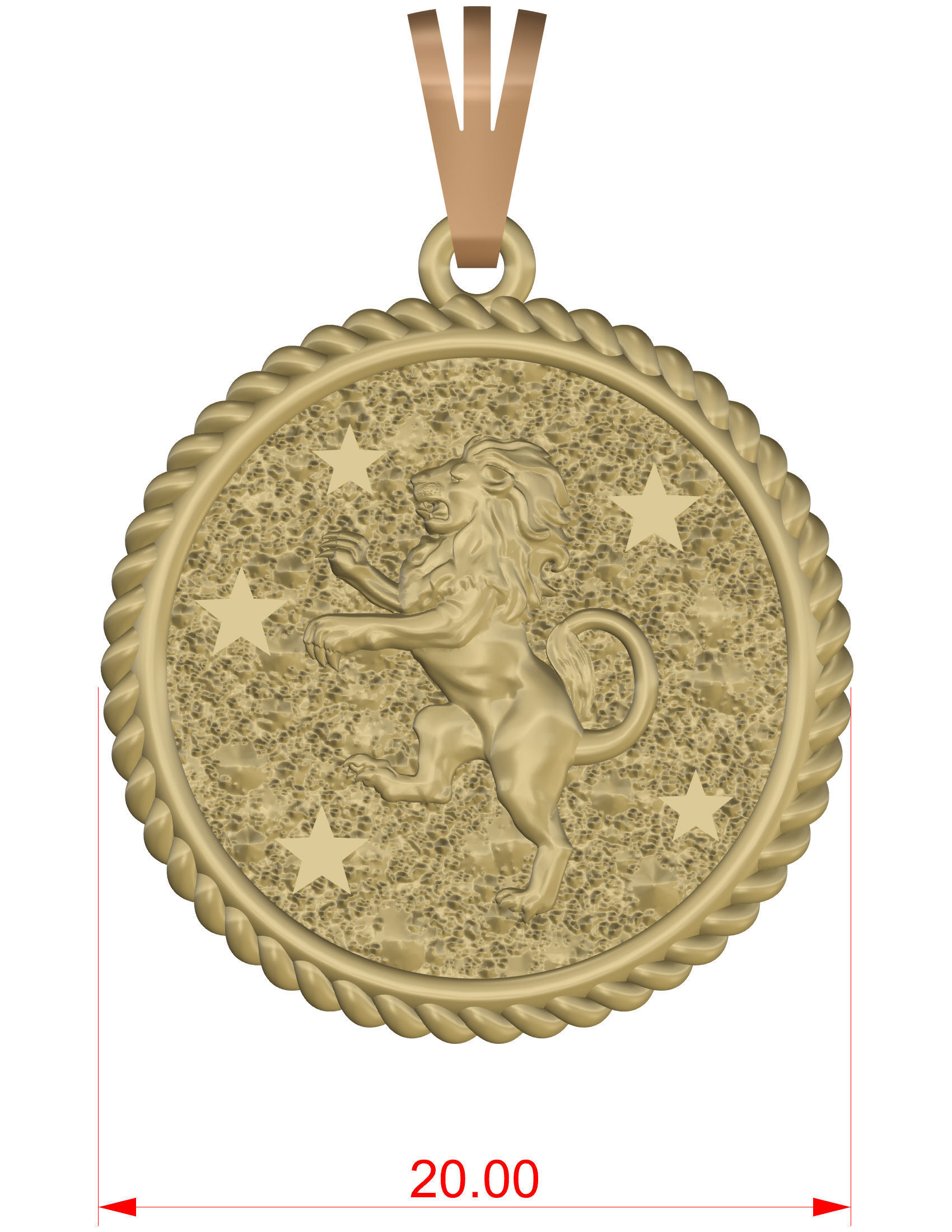 Horoscope Lion pendant 3D print model_15