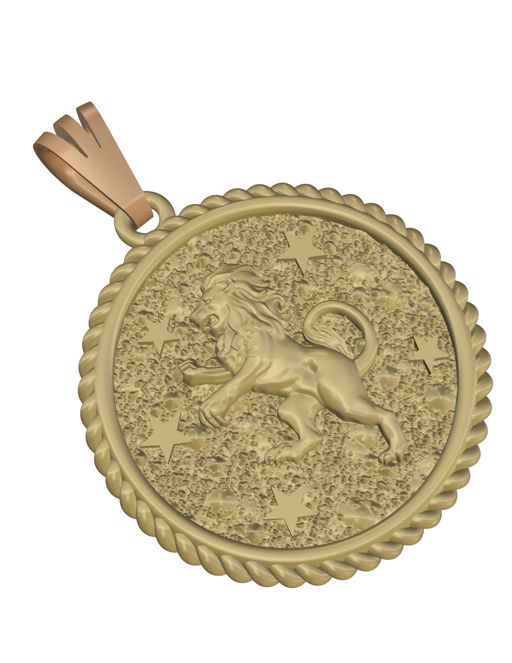 Horoscope Lion pendant 3D print model_11