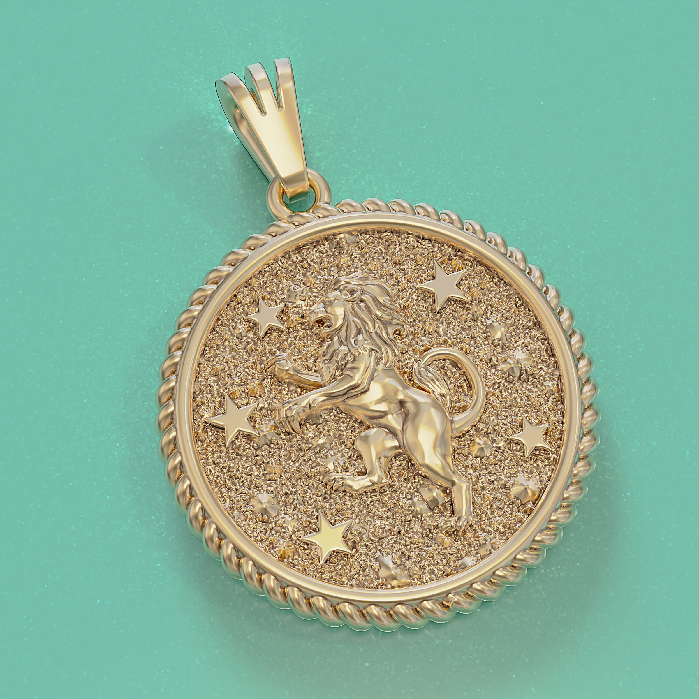 Horoscope Lion pendant 3D print model_7
