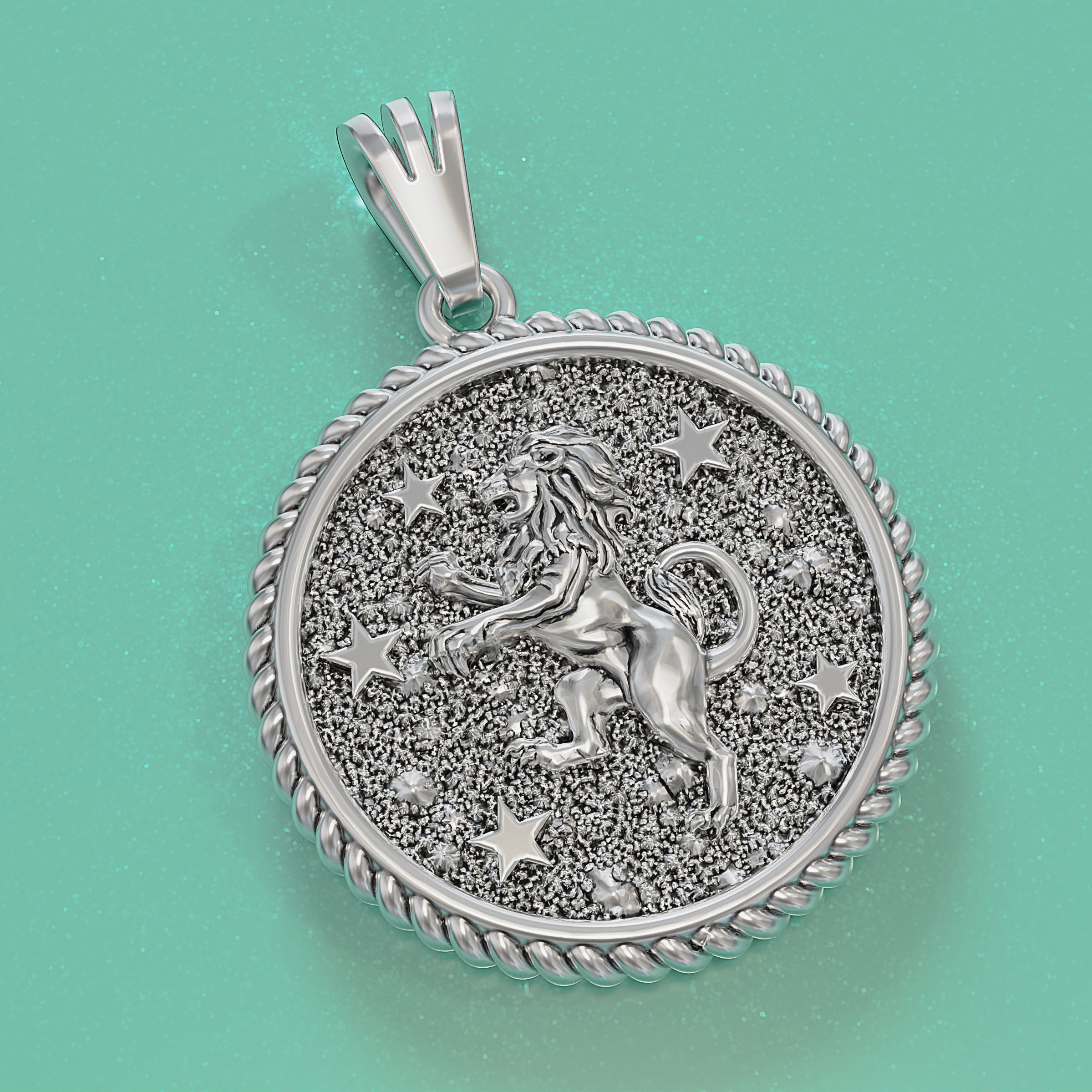 Horoscope Lion pendant 3D print model_9