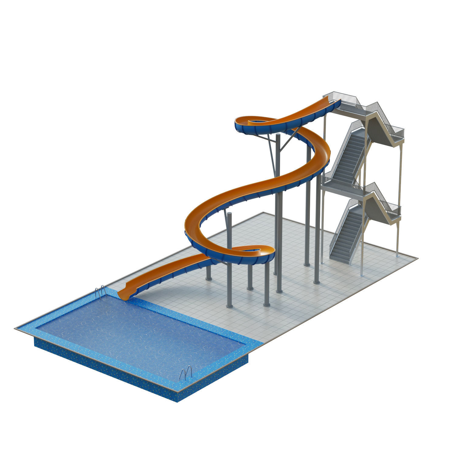 Water Slide 01 Low-poly 3D model_1