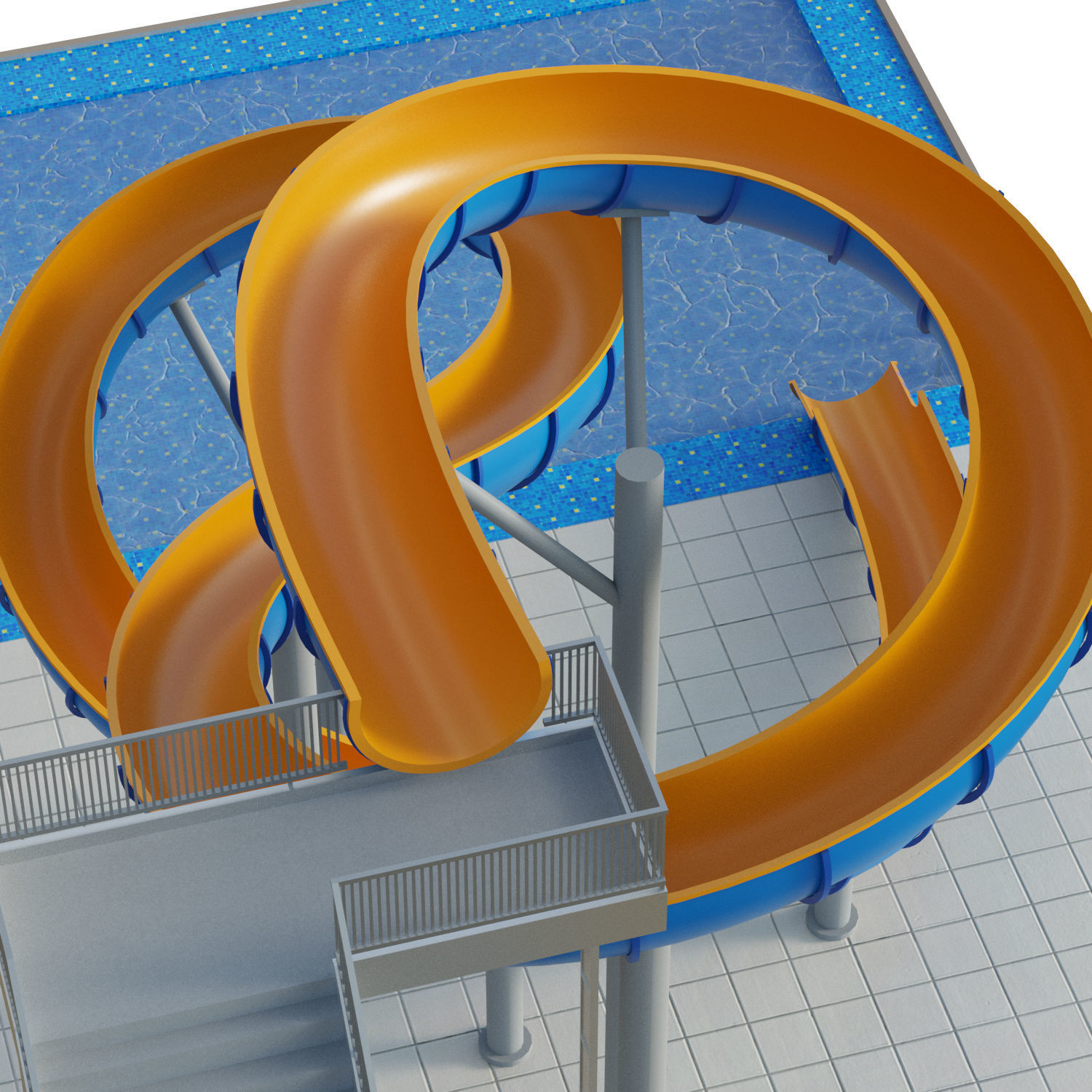Water Slide 01 Low-poly 3D model_16