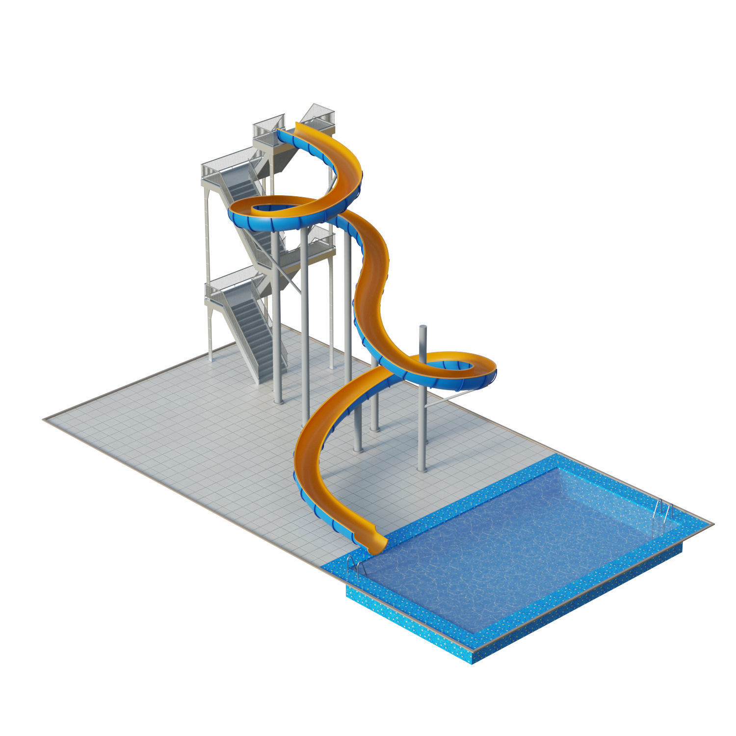 Water Slide 01 Low-poly 3D model_5