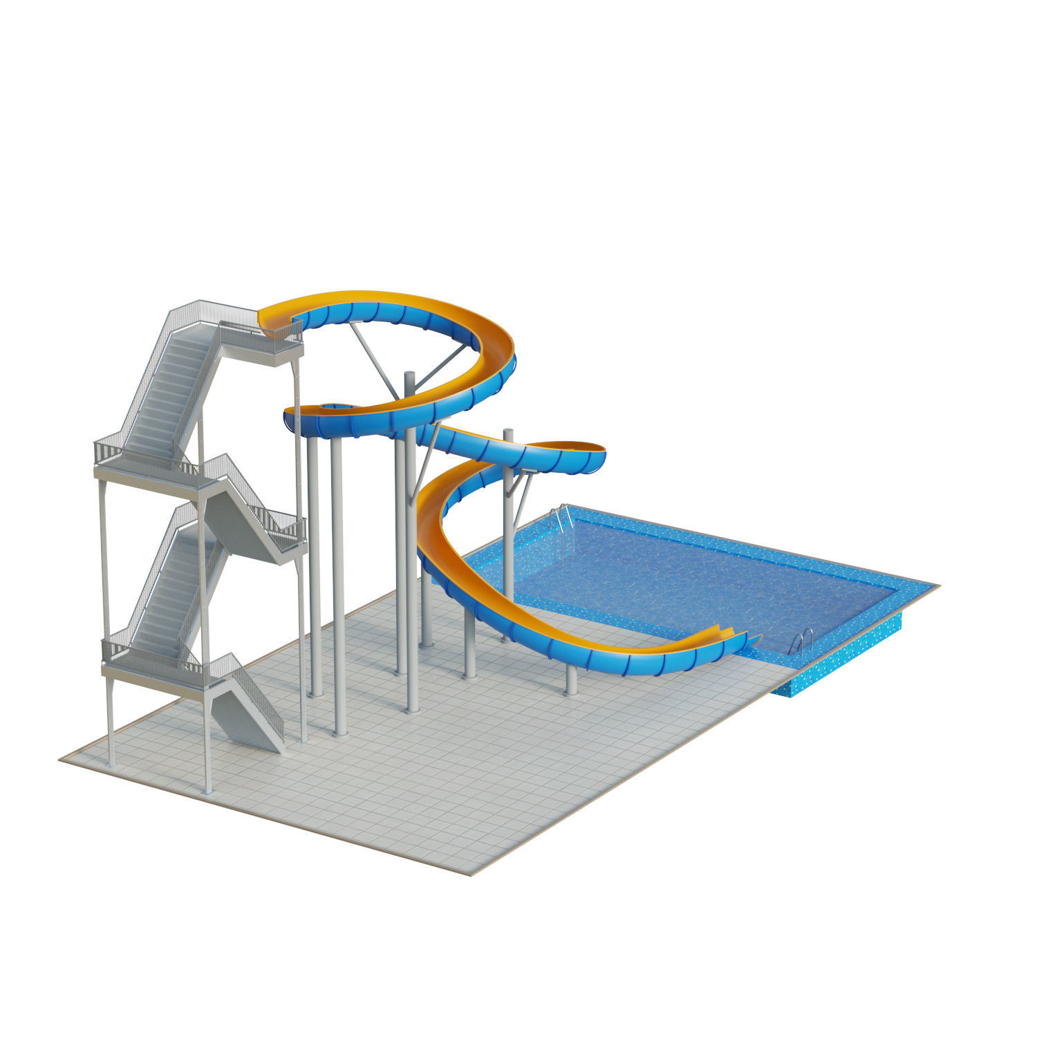 Water Slide 01 Low-poly 3D model_7