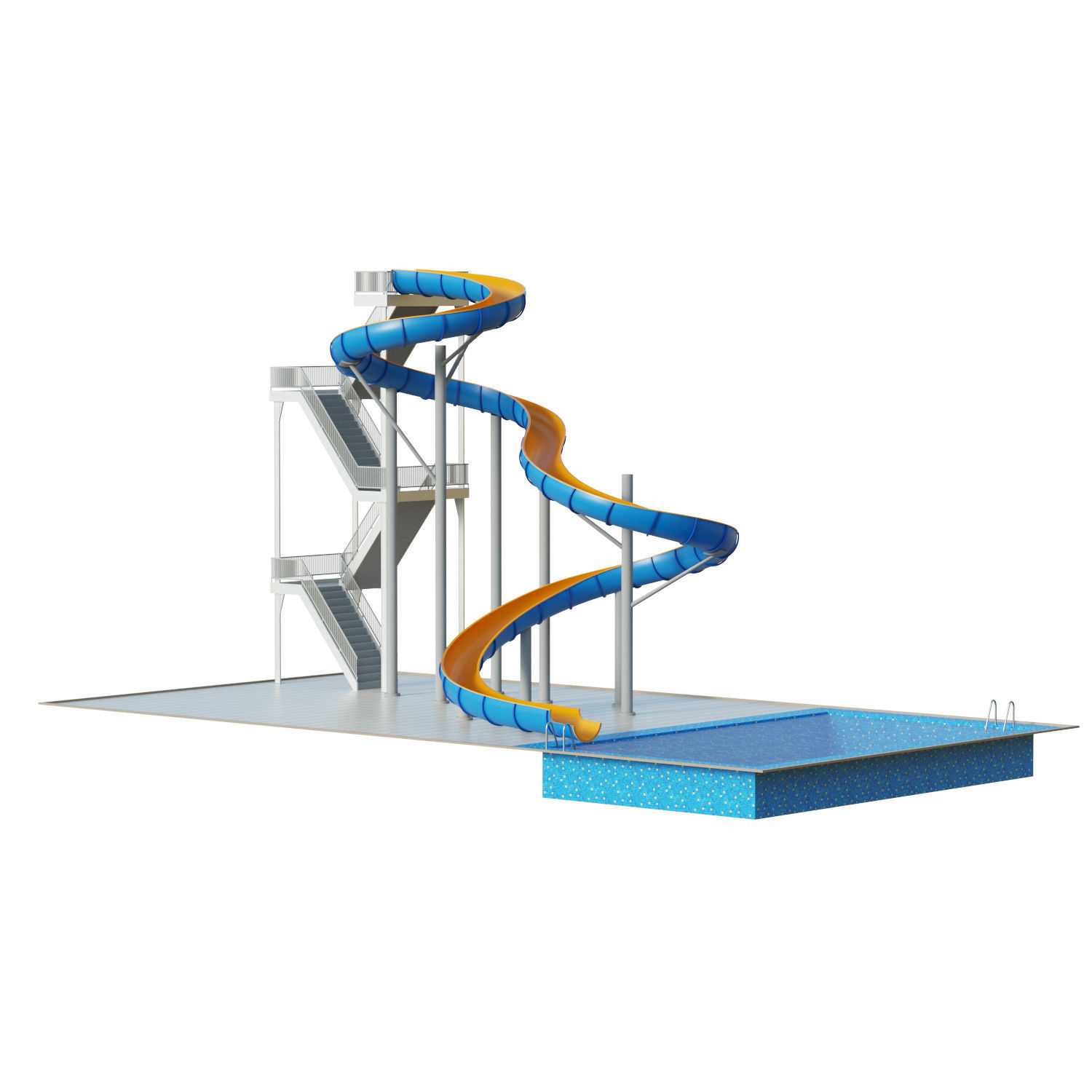 Water Slide 01 Low-poly 3D model_4