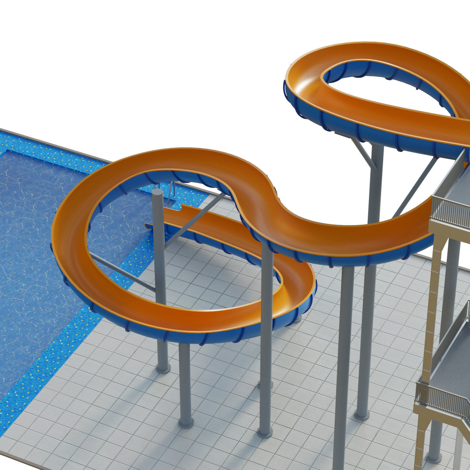 Water Slide 01 Low-poly 3D model_14