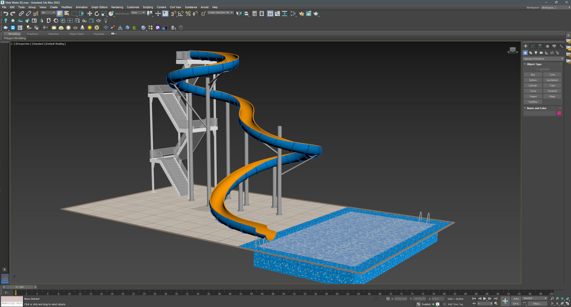 Water Slide 01 Low-poly 3D model_19