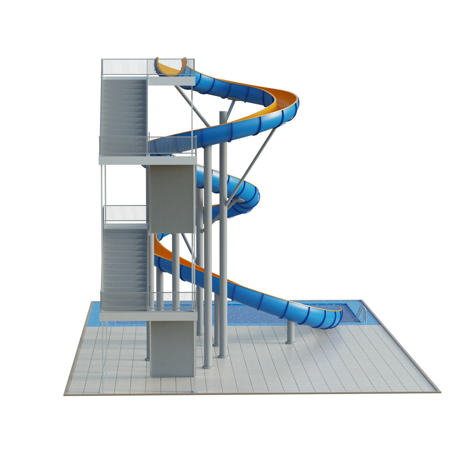 Water Slide 01 Low-poly 3D model_9