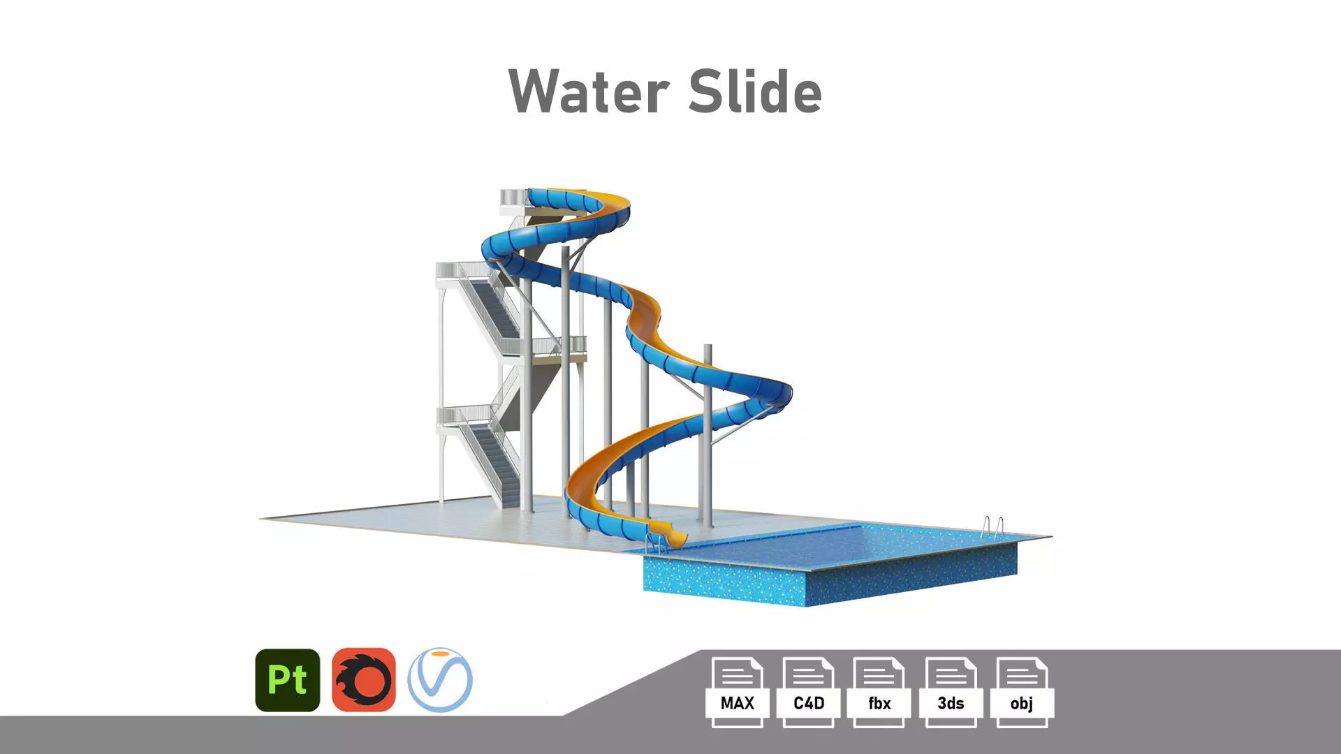 Water Slide 01 Low-poly 3D model_0