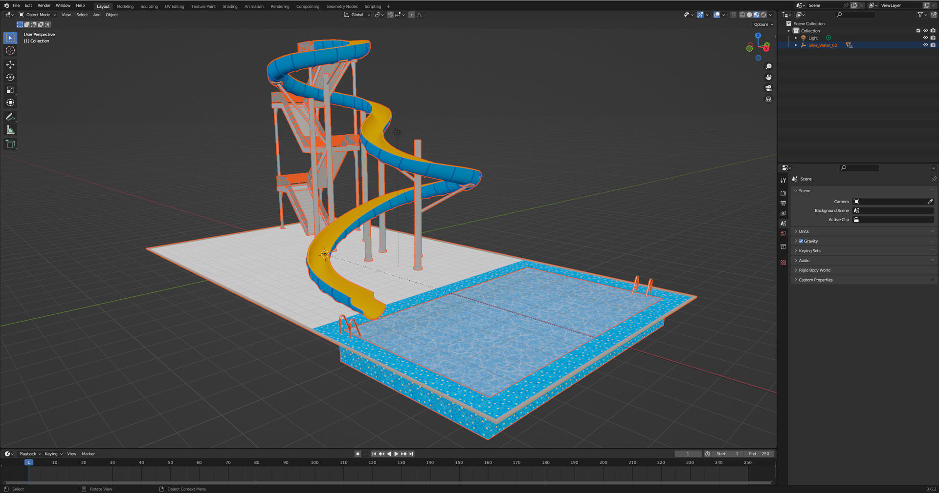 Water Slide 01 Low-poly 3D model_18