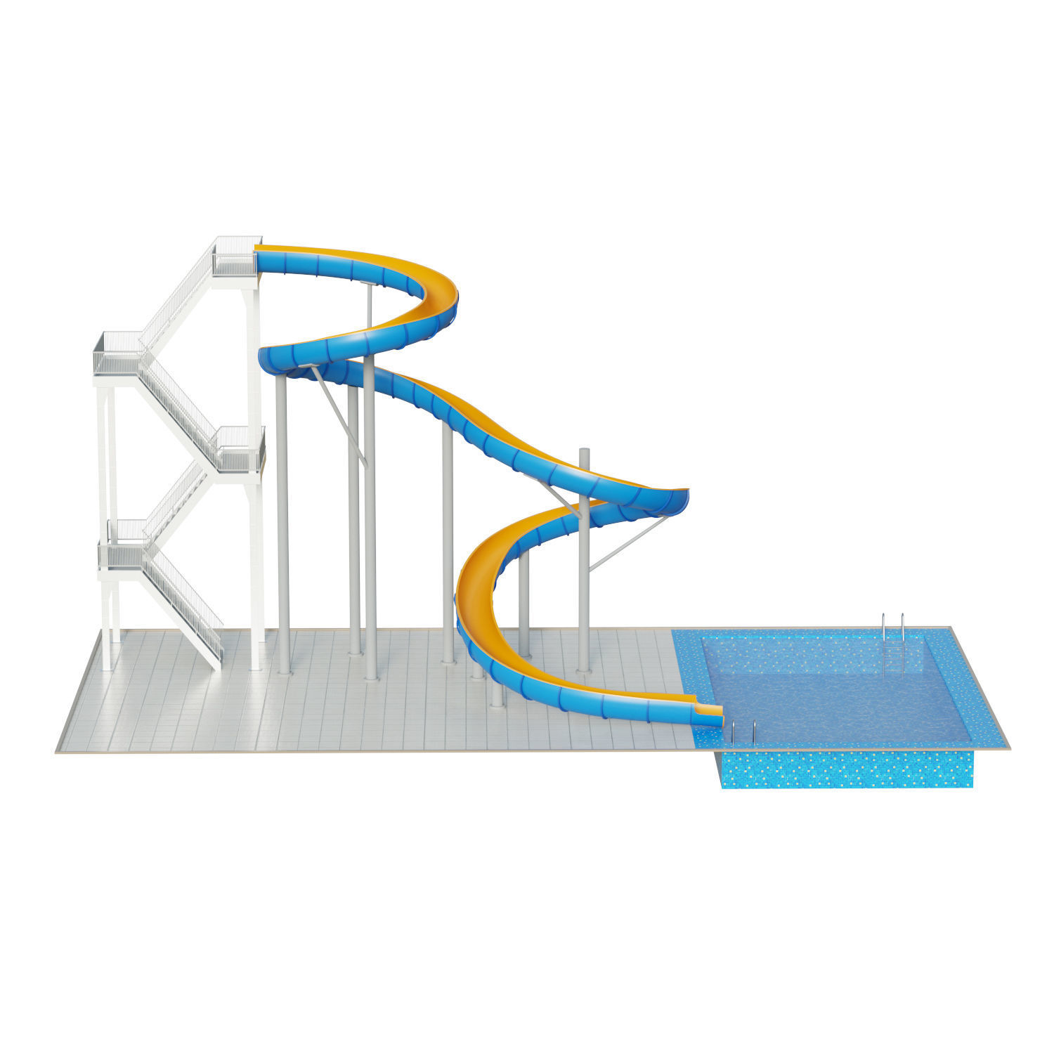 Water Slide 01 Low-poly 3D model_6