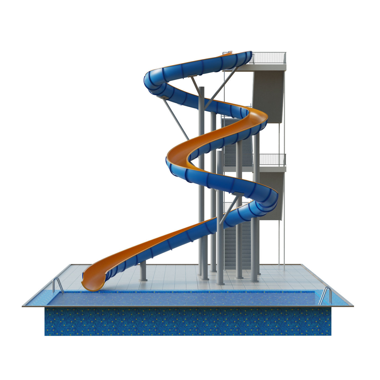 Water Slide 01 Low-poly 3D model_3