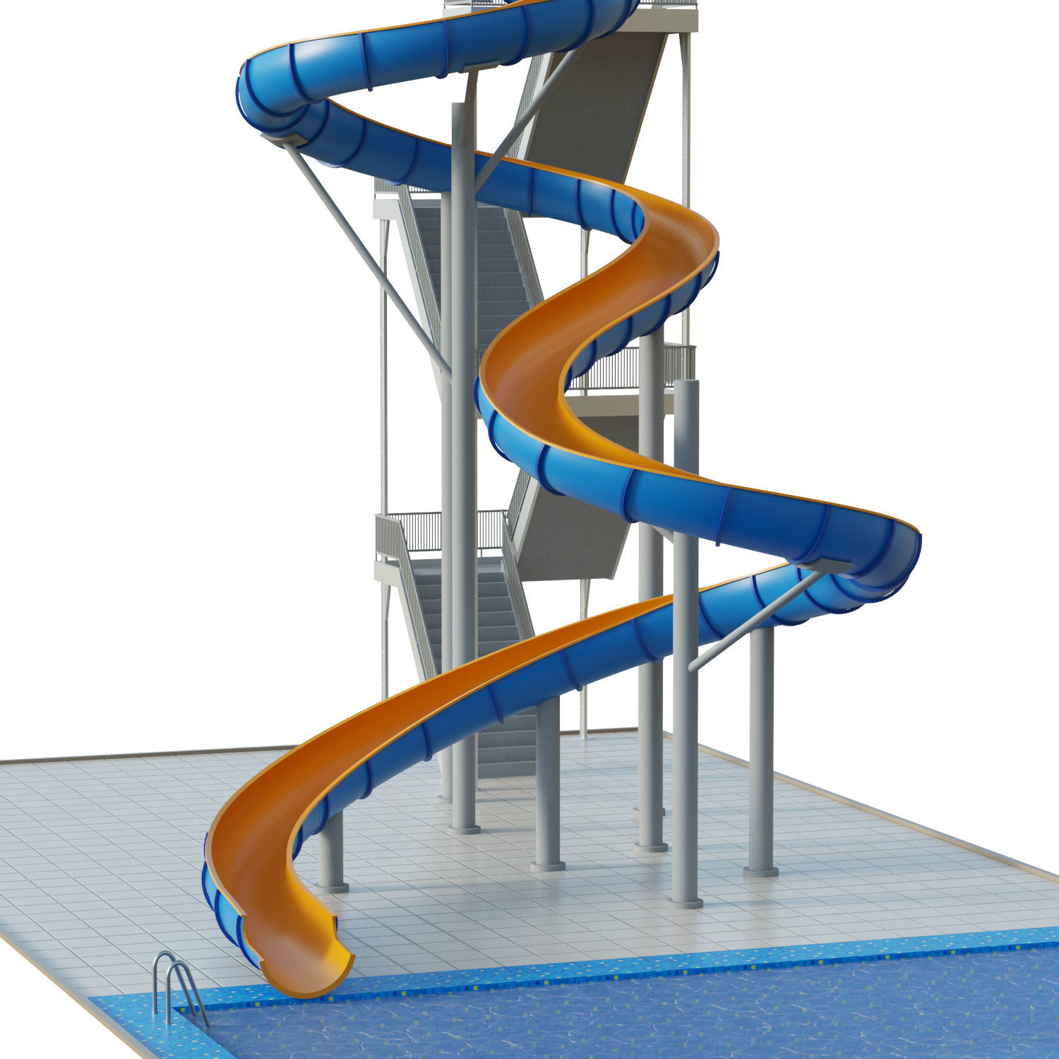 Water Slide 01 Low-poly 3D model_15