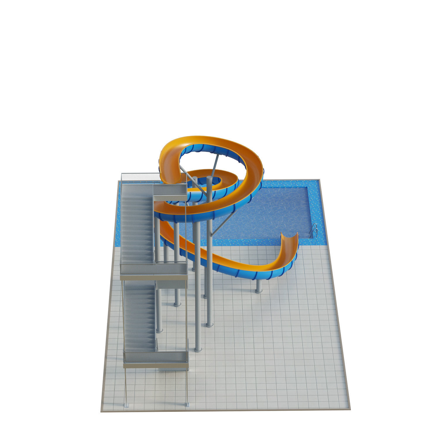 Water Slide 01 Low-poly 3D model_10