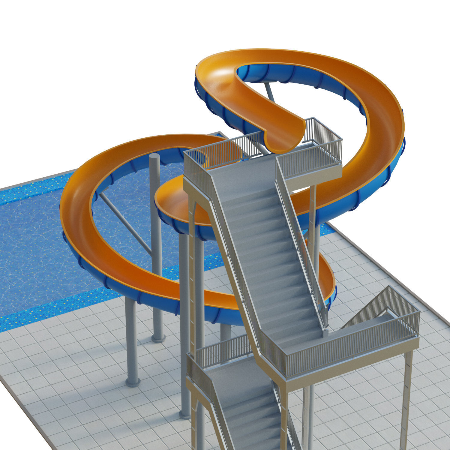 Water Slide 01 Low-poly 3D model_12