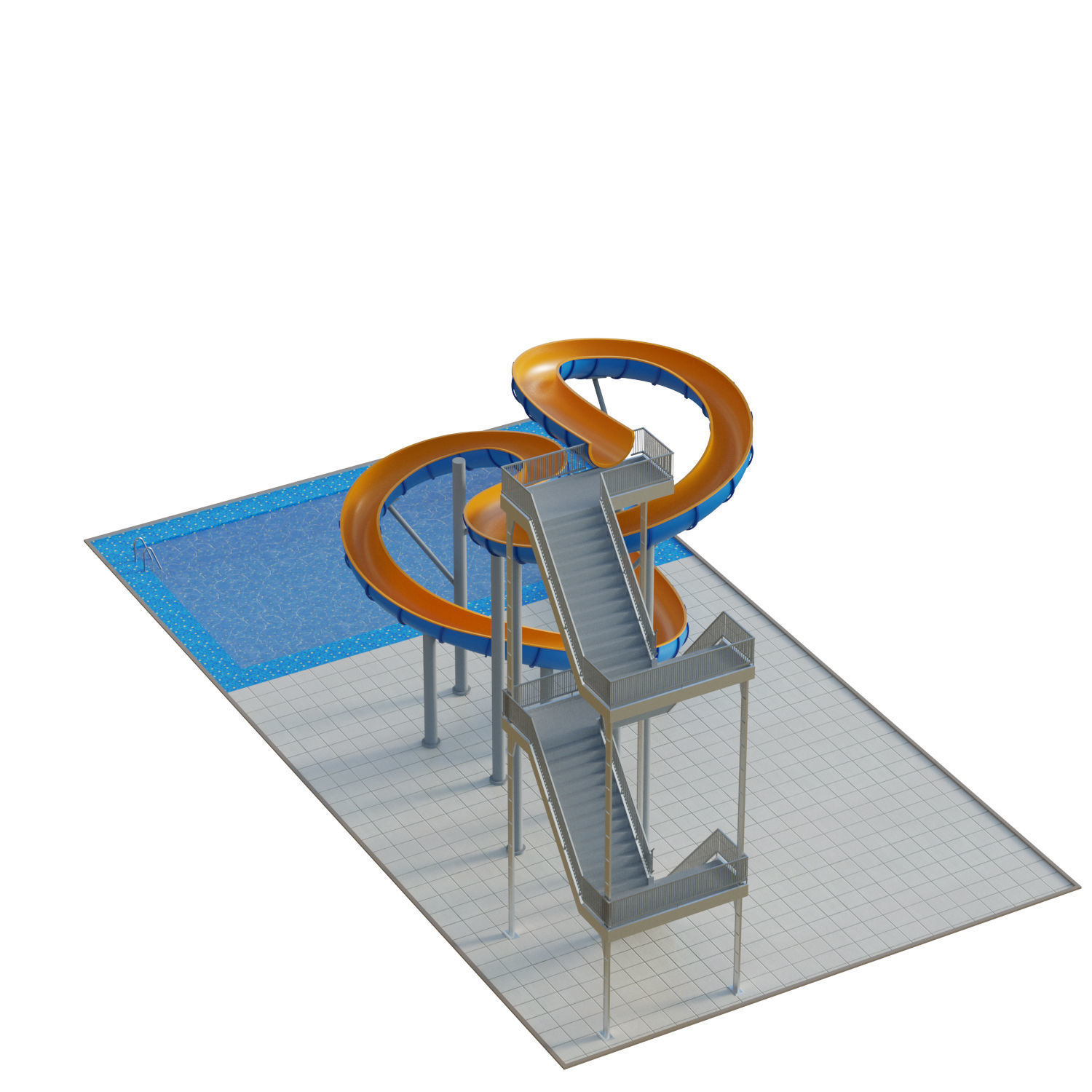 Water Slide 01 Low-poly 3D model_11