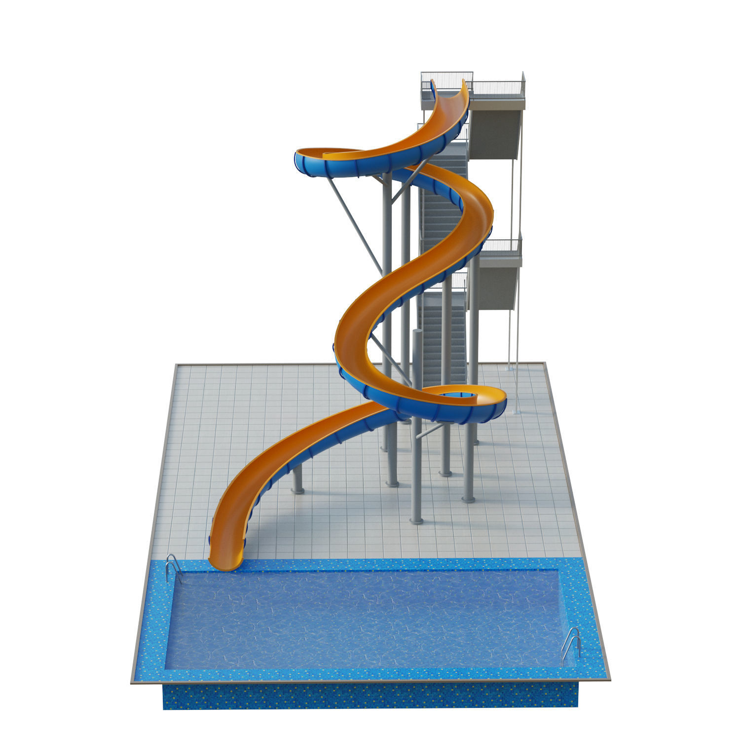 Water Slide 01 Low-poly 3D model_2
