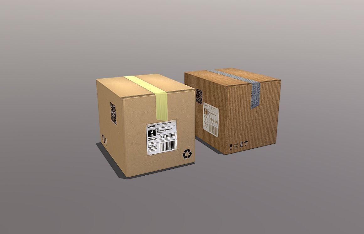 Boxes 400X300X300 Low-poly 3D model_1
