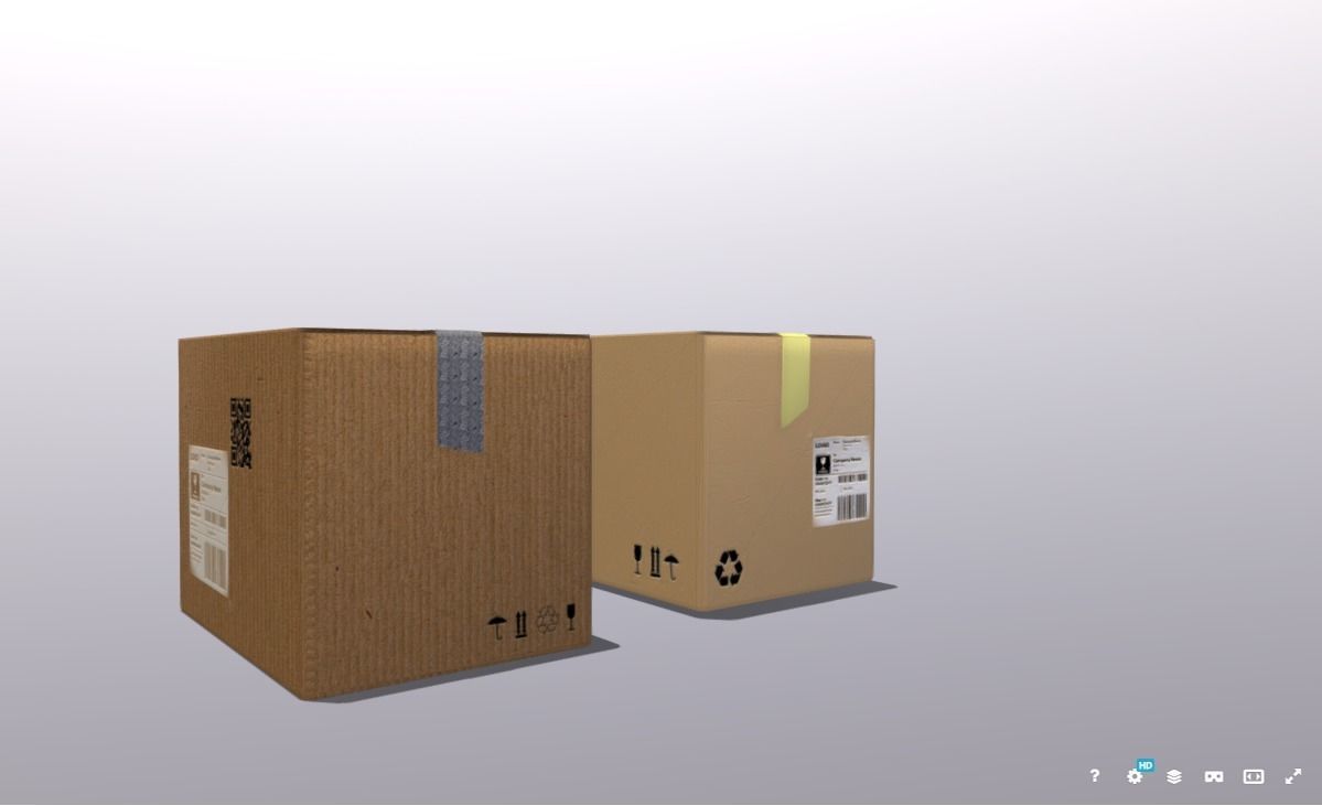 Boxes 400X300X300 Low-poly 3D model_2