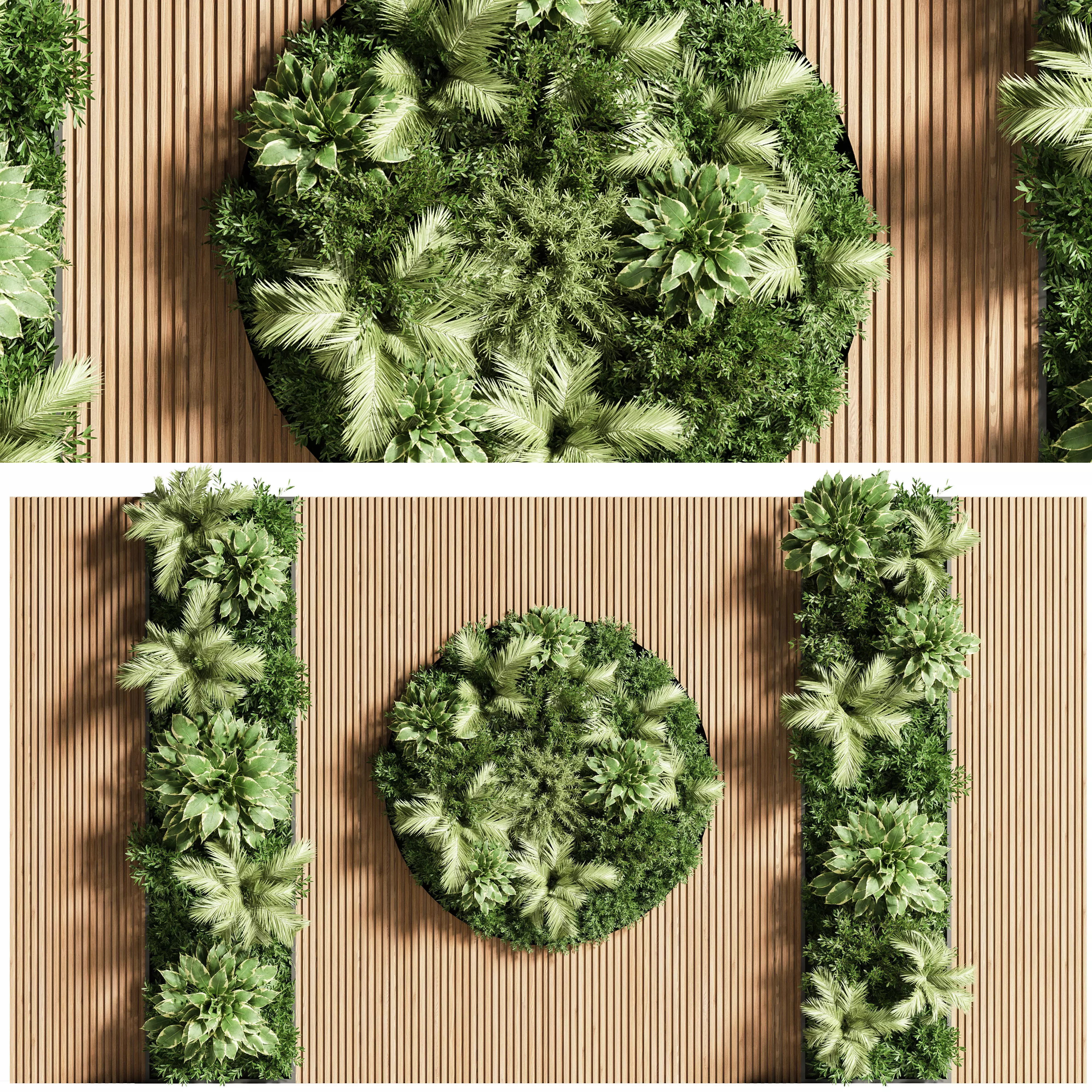 Wooden planks and vertical garden 10 3D model