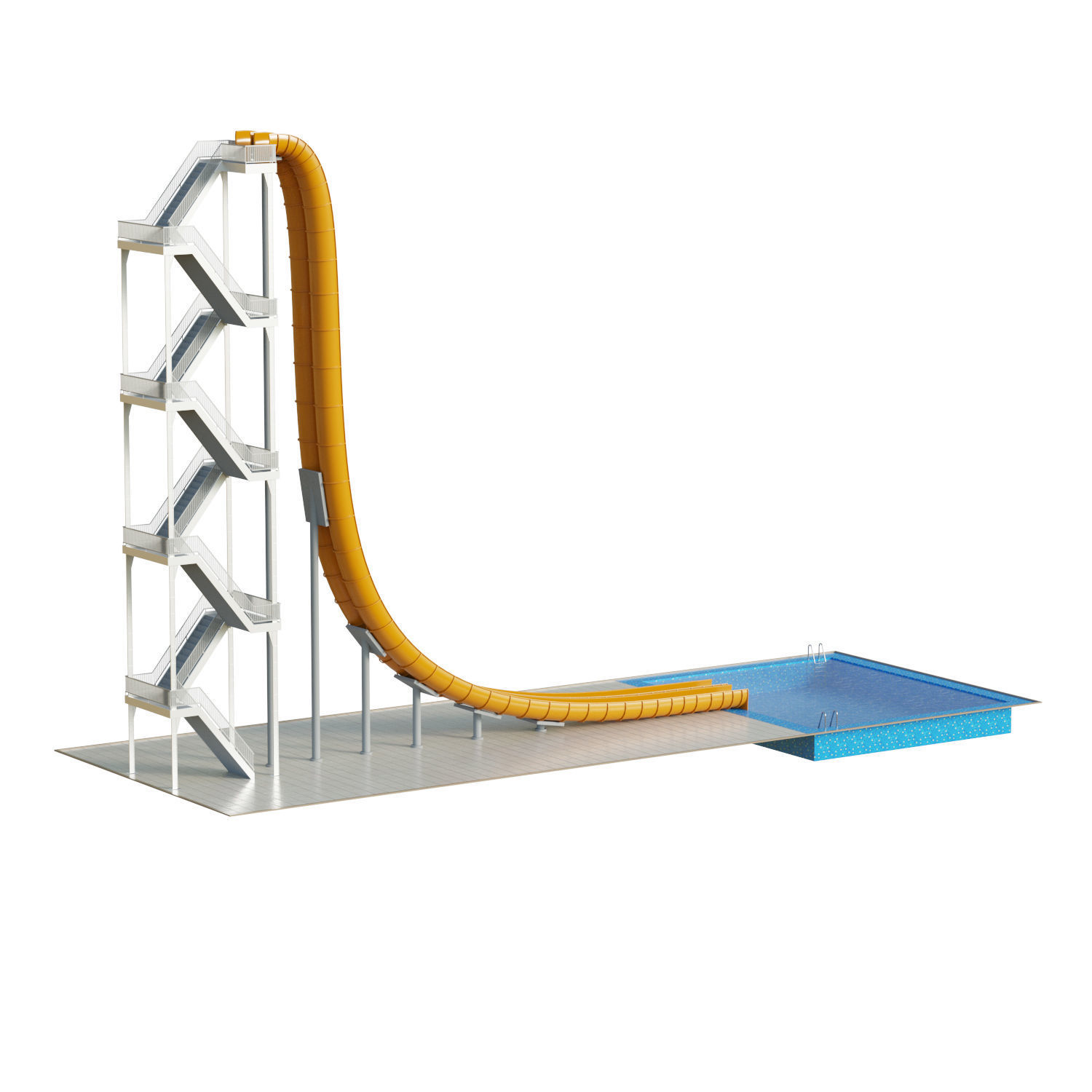 Water Slide 02 Low-poly 3D model_5