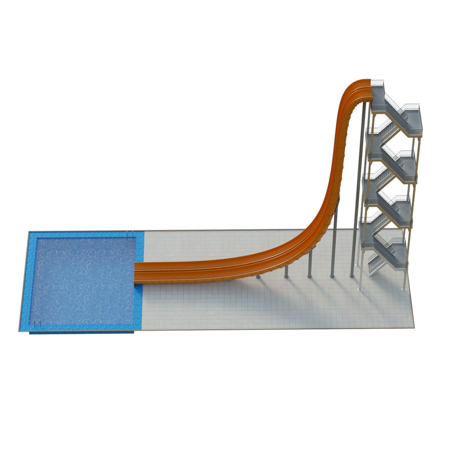 Water Slide 02 Low-poly 3D model_3