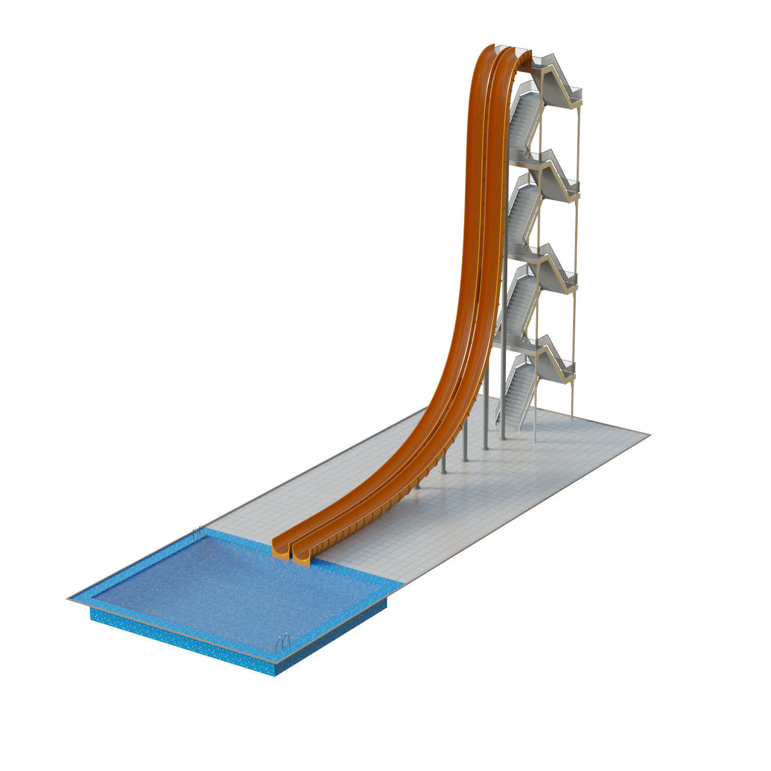 Water Slide 02 Low-poly 3D model_1