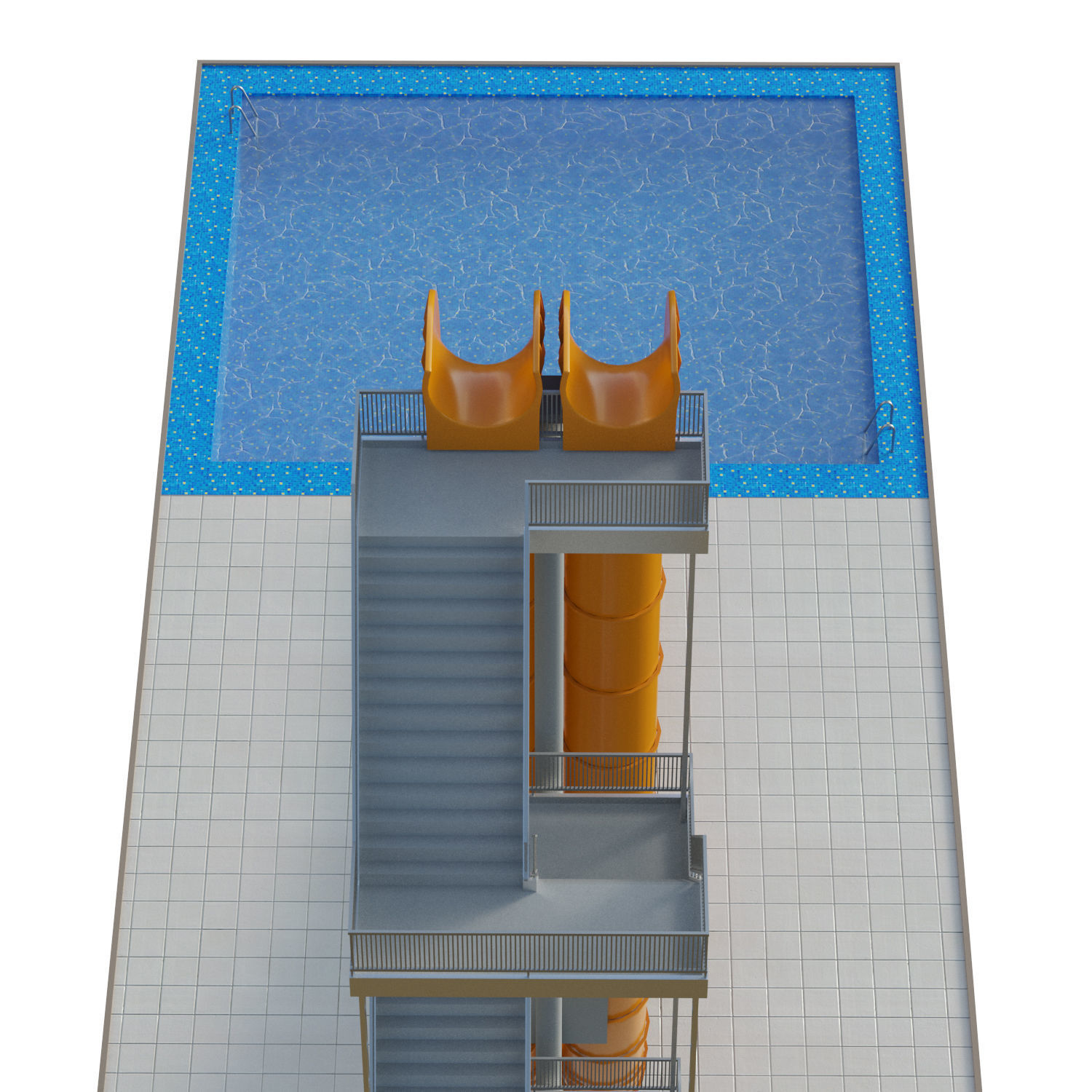 Water Slide 02 Low-poly 3D model_9