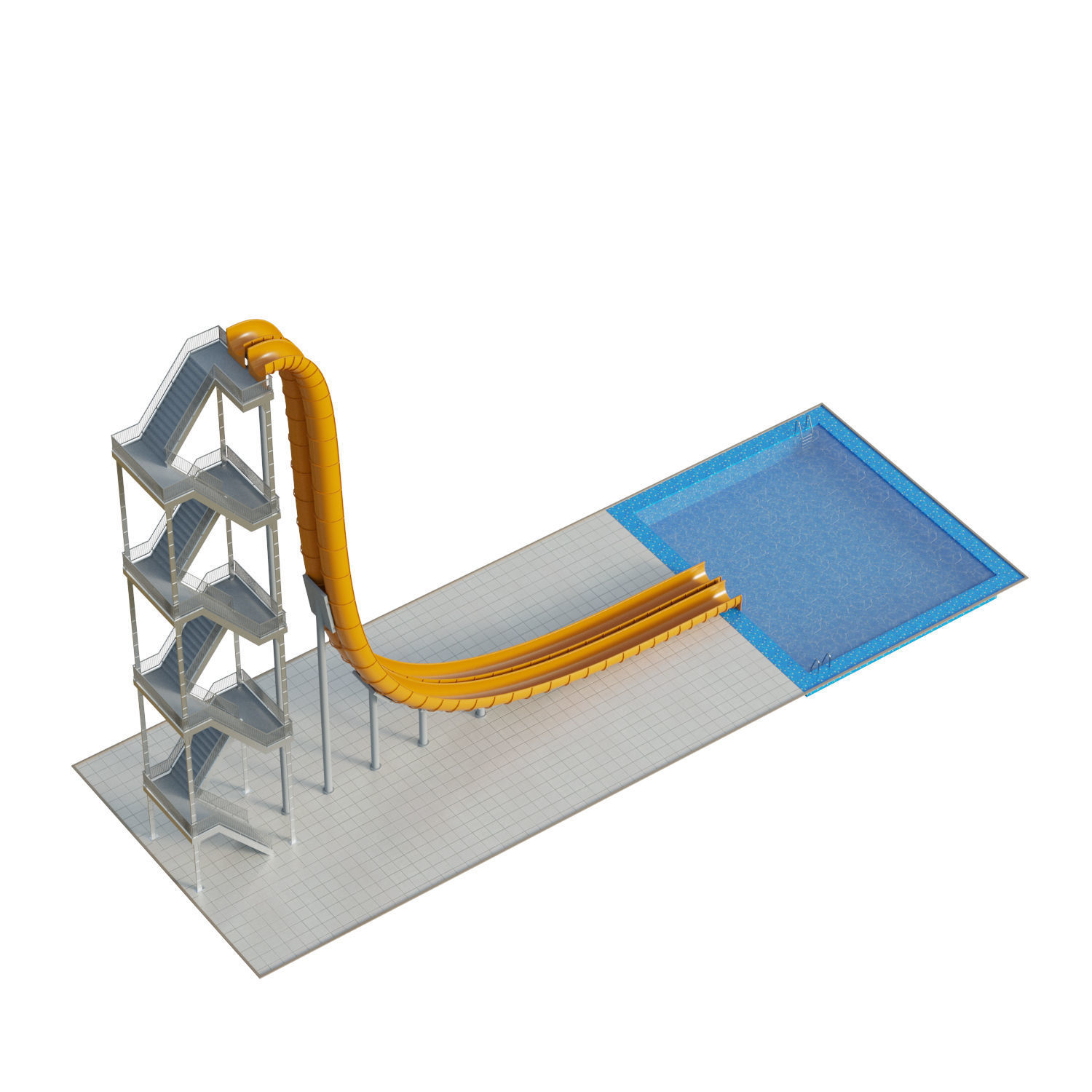 Water Slide 02 Low-poly 3D model_6