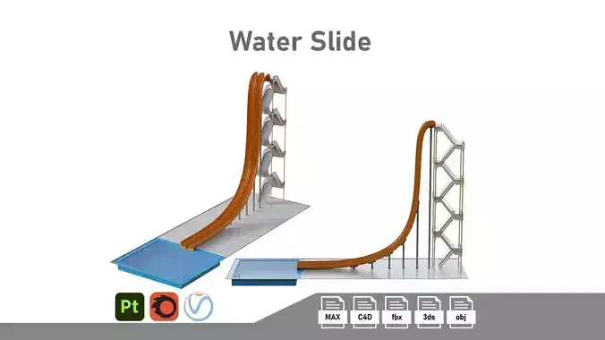 Water Slide 02 Low-poly 3D model