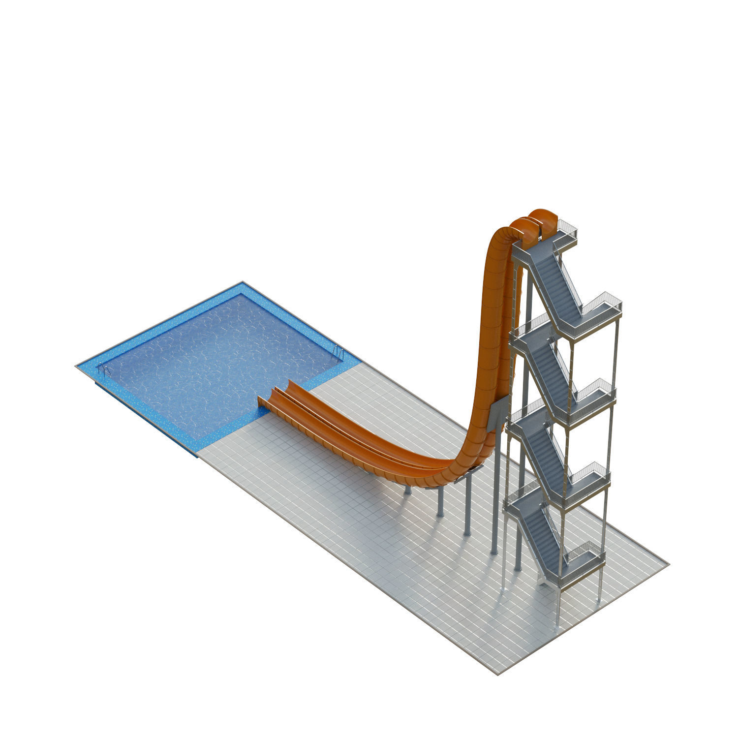 Water Slide 02 Low-poly 3D model_4