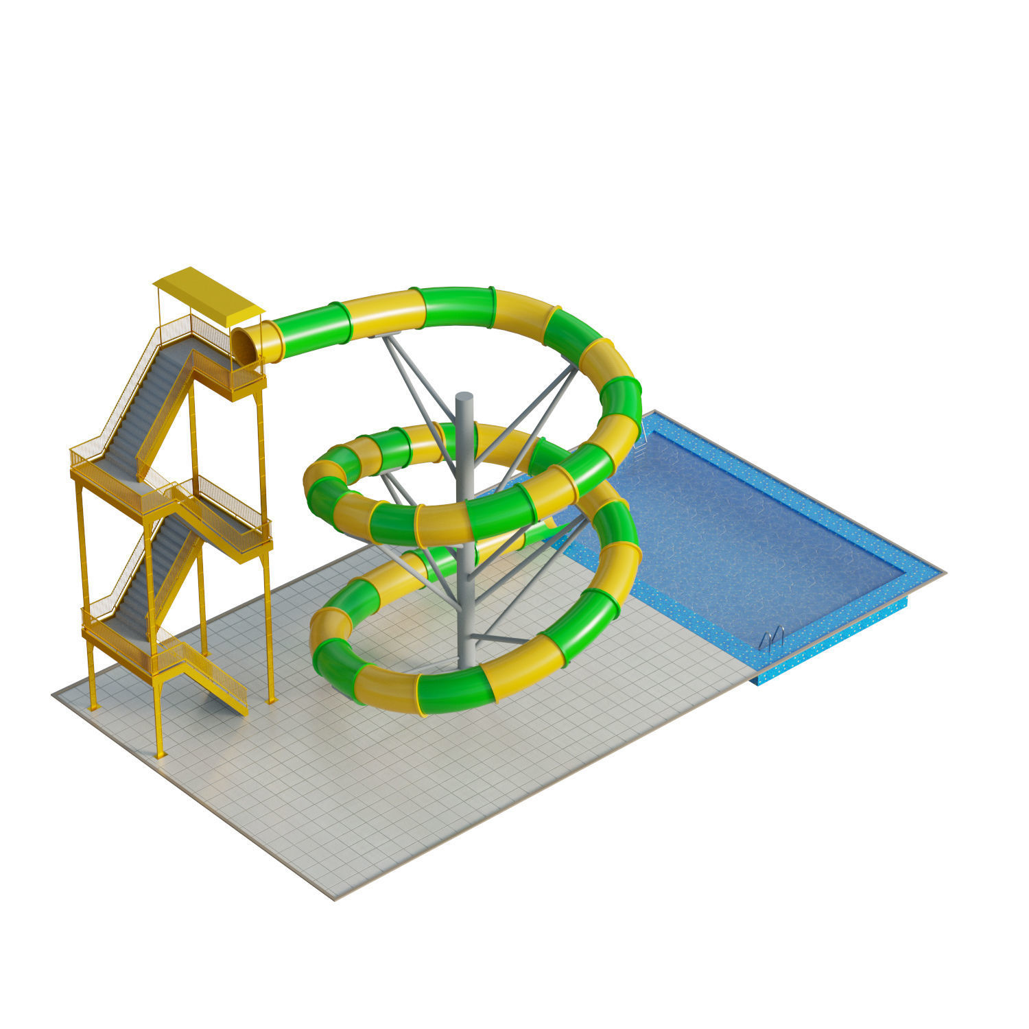 Water Slide 03 Low-poly 3D model_5
