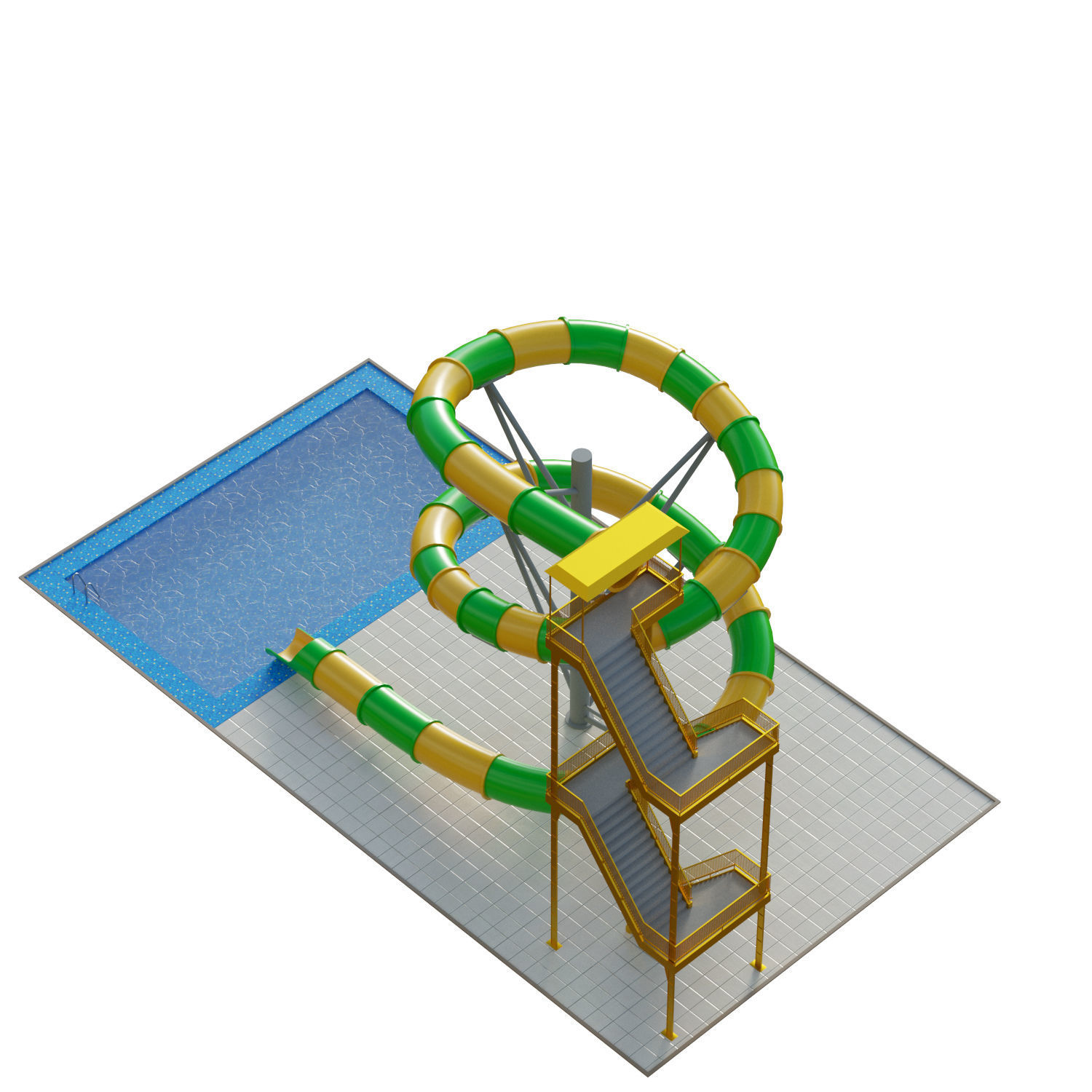 Water Slide 03 Low-poly 3D model_9