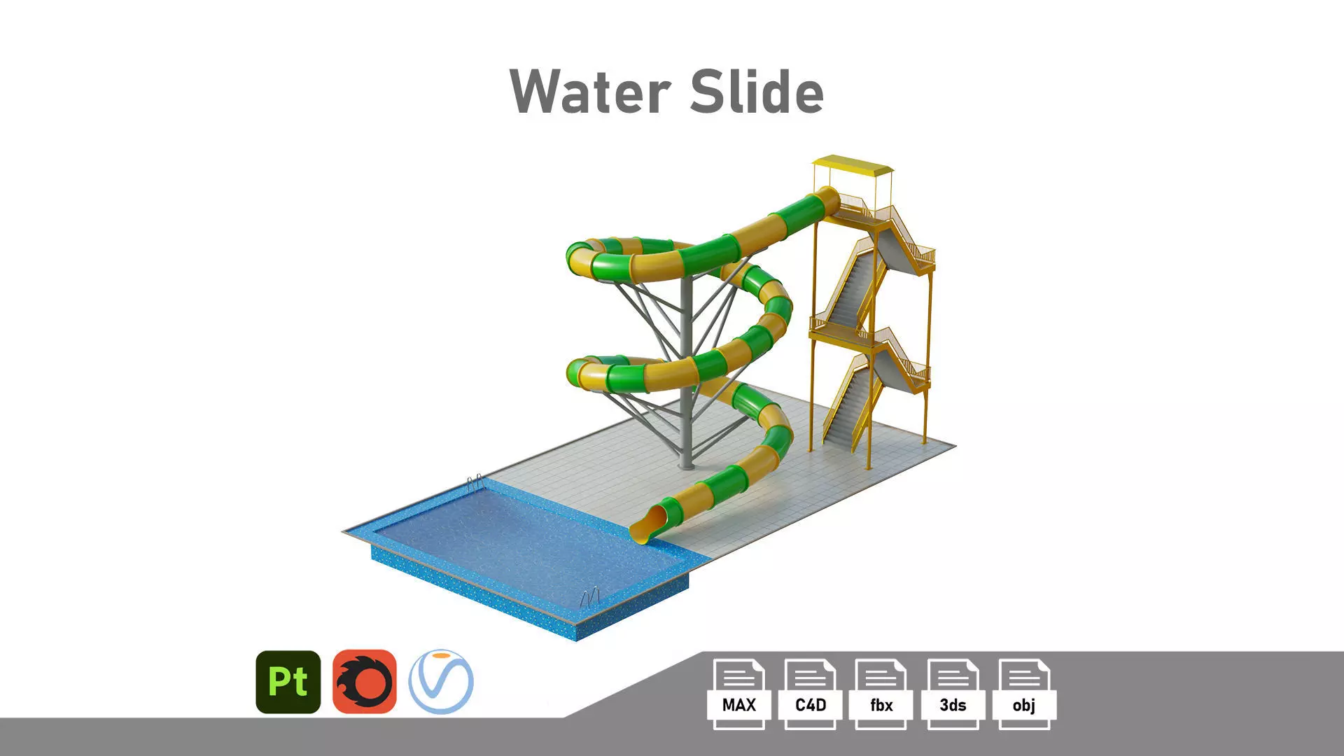 Water Slide 03 Low-poly 3D model_0