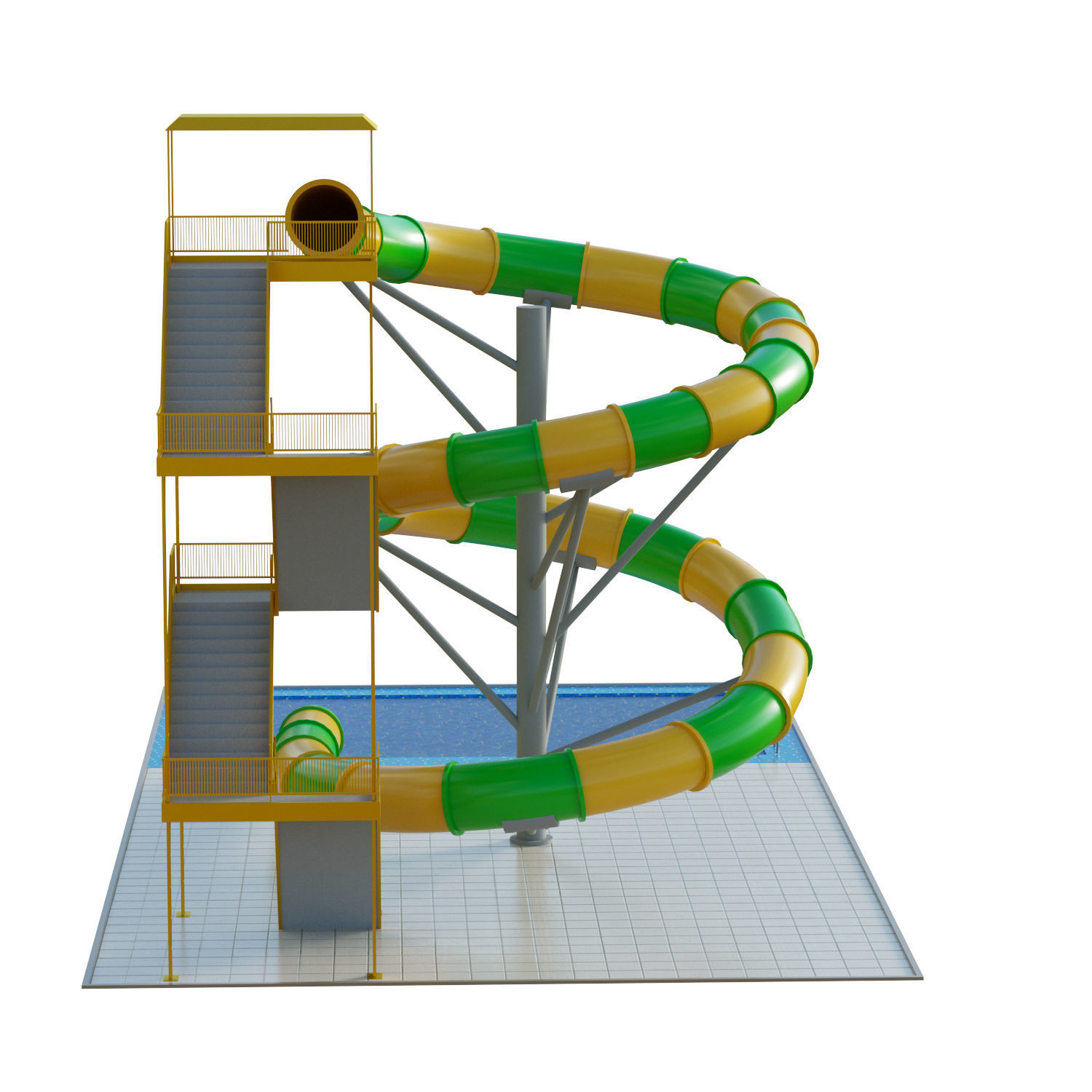 Water Slide 03 Low-poly 3D model_7