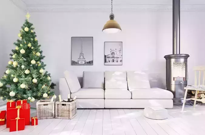 Christmas interior decoration 3D scene