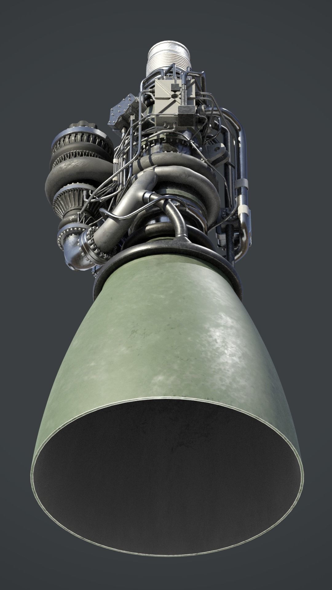Raptor 2 Rocket Engine Low-poly 3D model_3