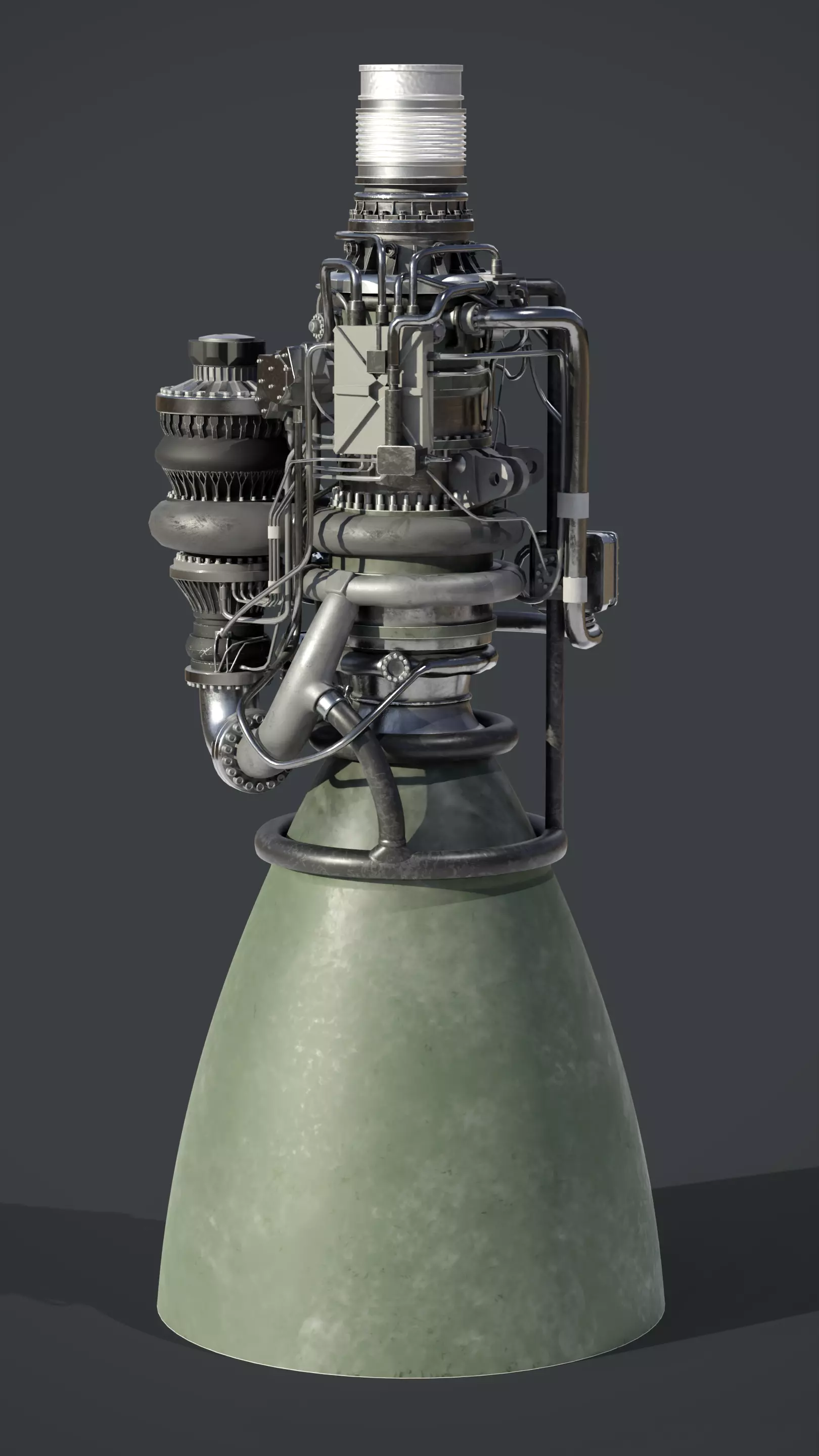 Raptor 2 Rocket Engine Low-poly 3D model_0
