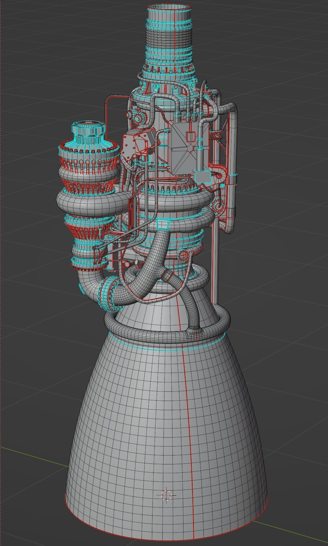 Raptor 2 Rocket Engine Low-poly 3D model_5